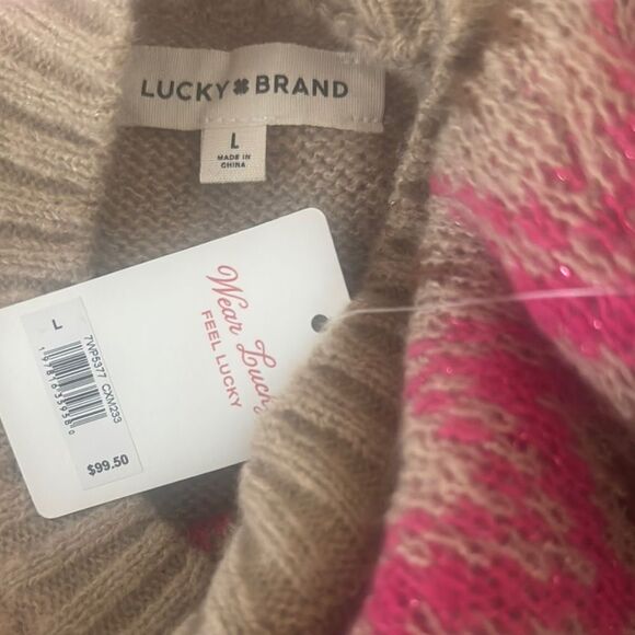 Lucky Brand Tan and Pink Sweater‎ - Picture 5 of 6